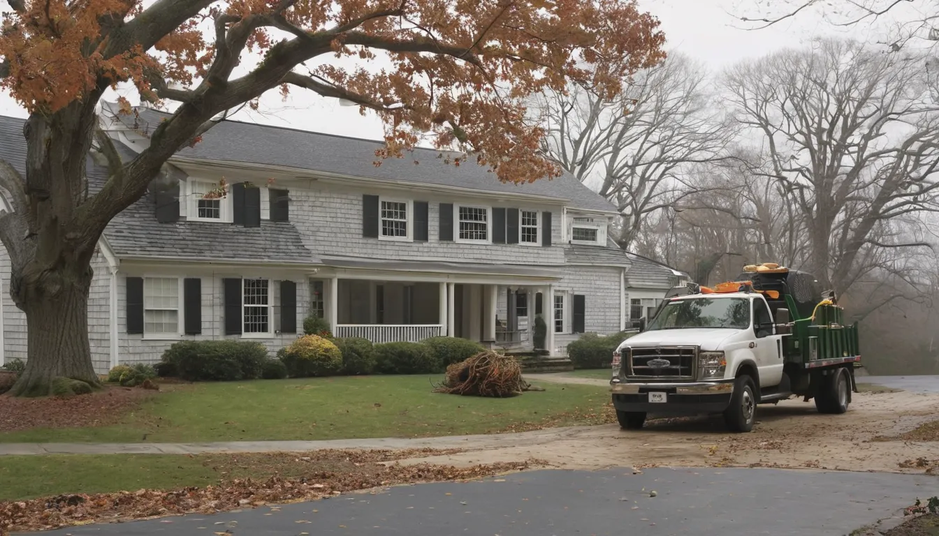 Tree removal provider lowering a large tree section beside a house in Kingston